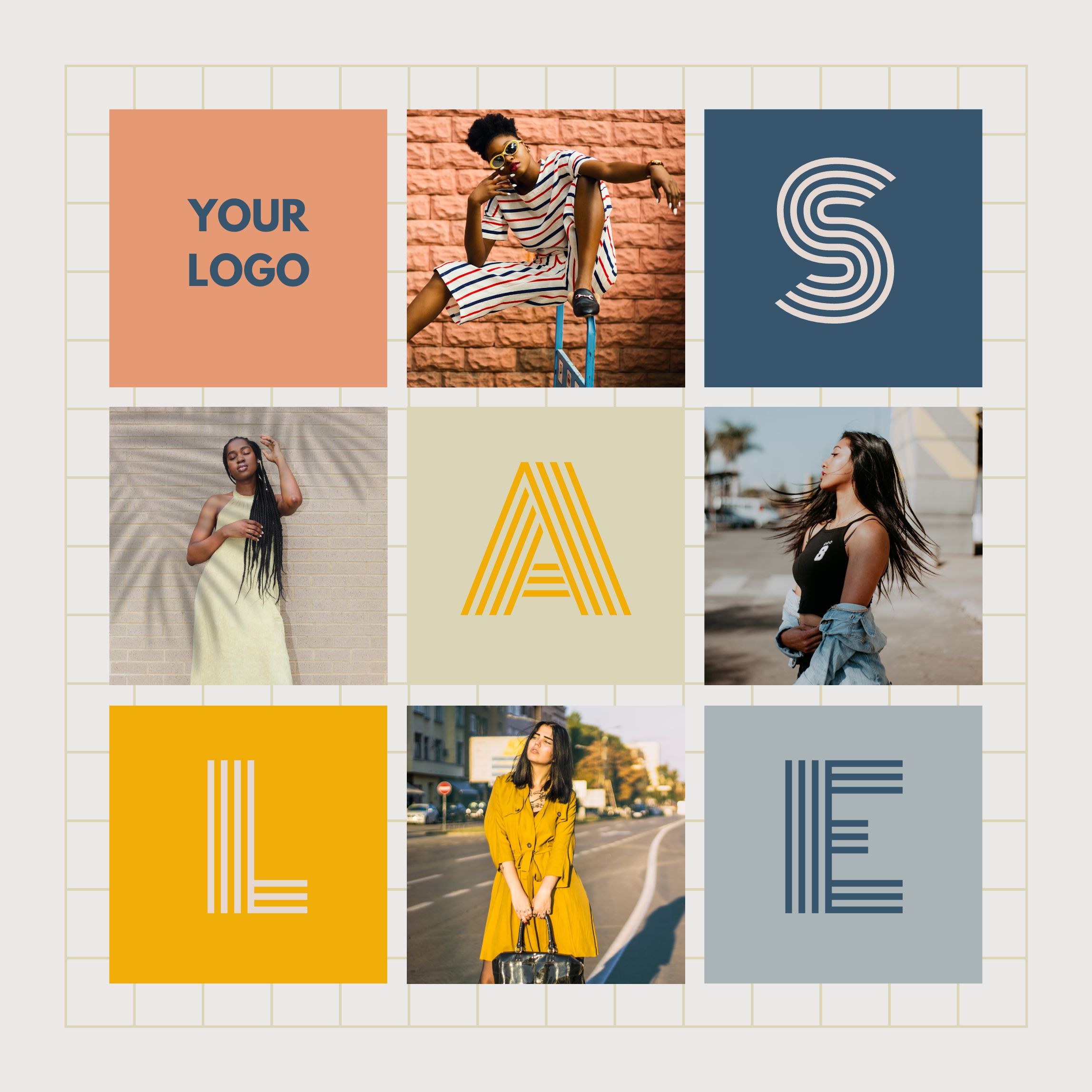 Template Grid Instagram Colorful sale